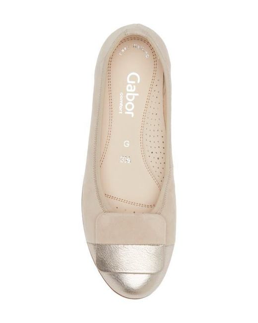 Gabor White Metallic Ballet Flat