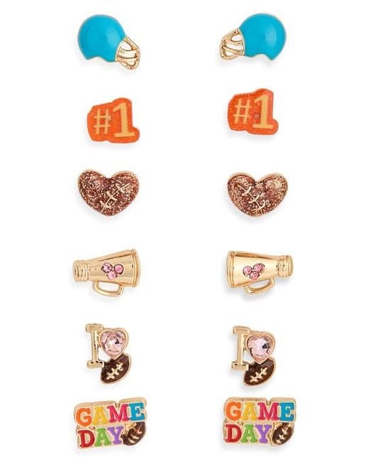 Leith White 6-Pack Assorted Game Day Stud Earrings
