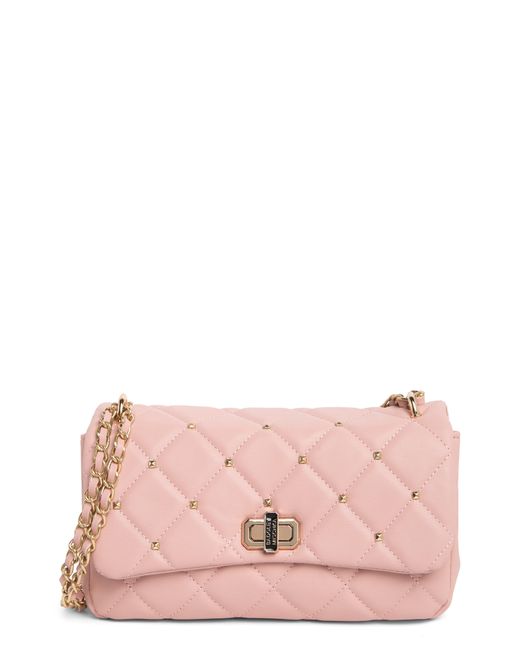 Badgley Mischka Pink Diamond Quilt Faux Leather Crossbody Bag