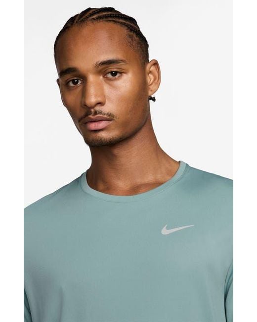 Nike Green Dri-Fit Uv Miler Short Sleeve Running Top for men