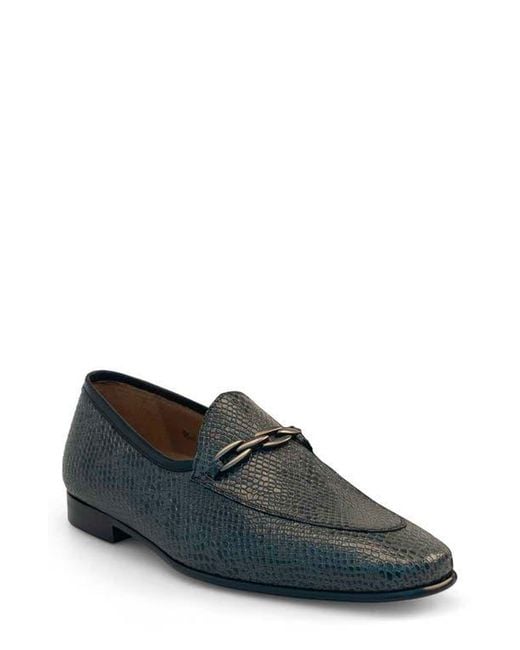 Mezlan Black Bit Ornament Python Embossed Leather Loafer for men