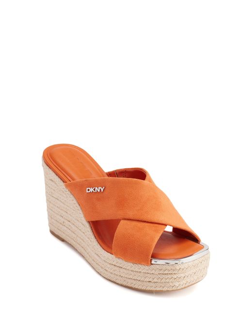 DKNY Orange Maryn Platform Slide Sandal