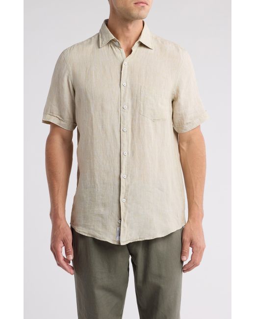 Rodd & Gunn Natural Waiheke Original Fit Short Sleeve Linen Button-up Shirt for men