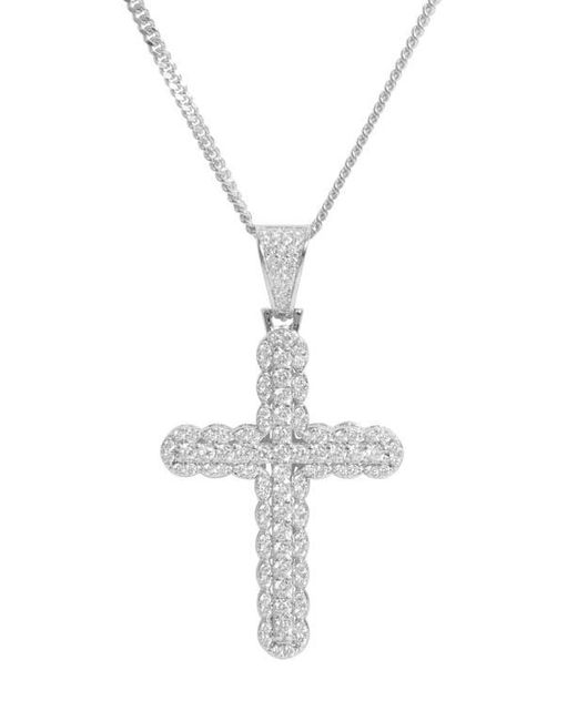 SAVVY CIE JEWELS Metallic Pavé Cubic Zirconia Cross Pendant Necklace