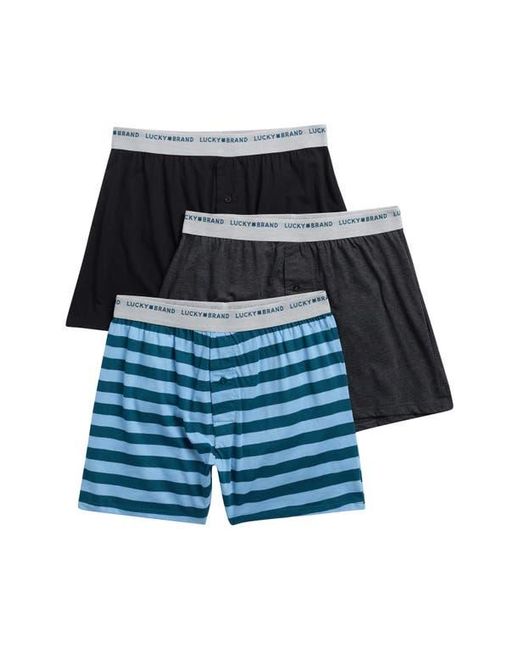 Lucky Brand Black Assorted 3-Pack Cotton Boxer Briefs for men