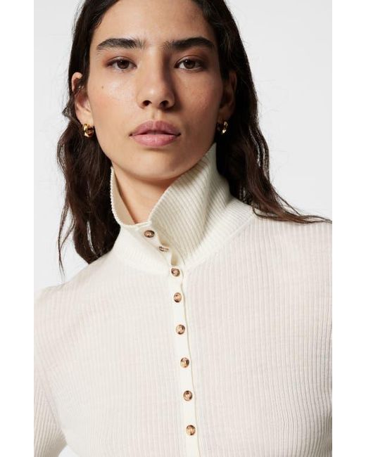 & Other Stories Natural Wool Blend Rib Button-Up Top