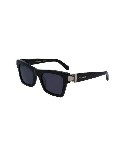 Ferragamo Blue Prisma 52Mm Rectangular Sunglasses