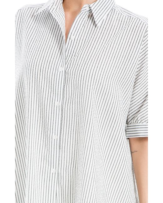 Max Studio Gray High-low Oversize Button-up Shirt