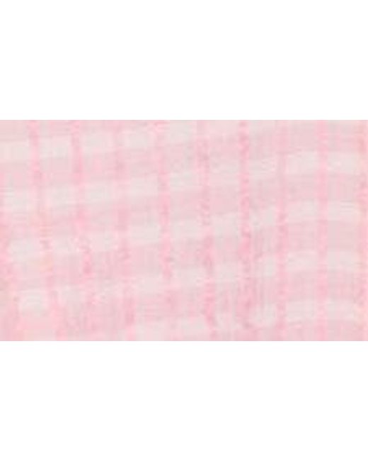 English Factory Pink Gingham Tie Waist Long Sleeve Shirtdress
