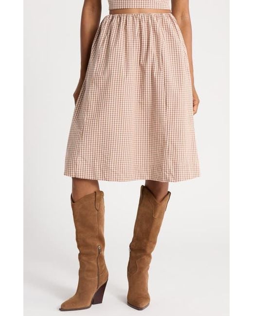 French Connection Pink Gingham Elasticated Skirt