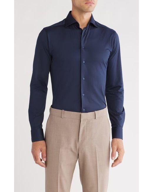 Eton of Sweden Blue Slim Fit Dot Four-Way Stretch Dress Shirt for men