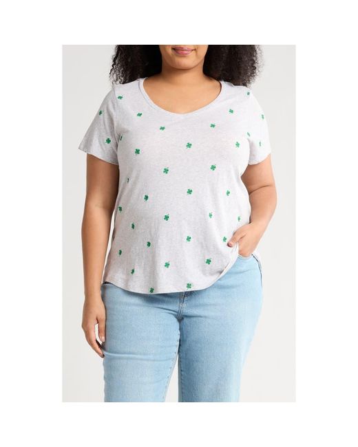 Lucky Brand Blue Embroidered Cotton T-Shirt