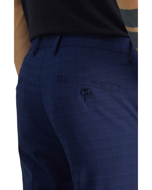 Kenneth Cole Blue High Shadow Plaid Pants for men
