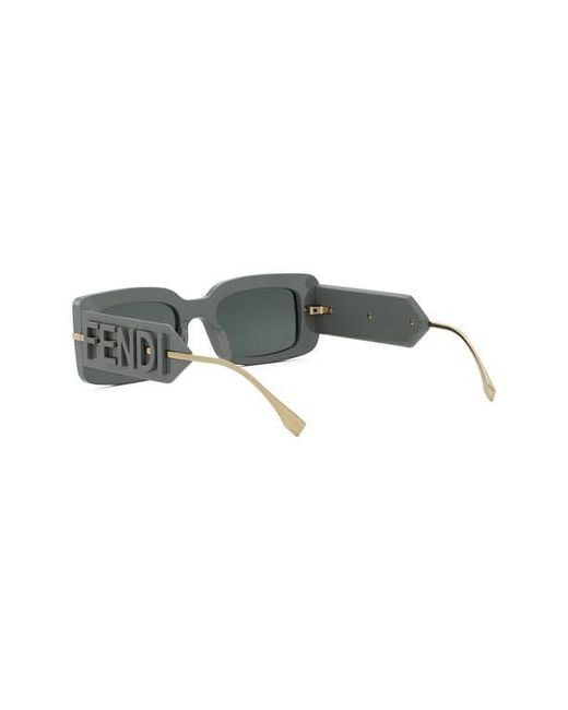 Fendi Gray Graphy 51Mm Rectangular Sunglasses