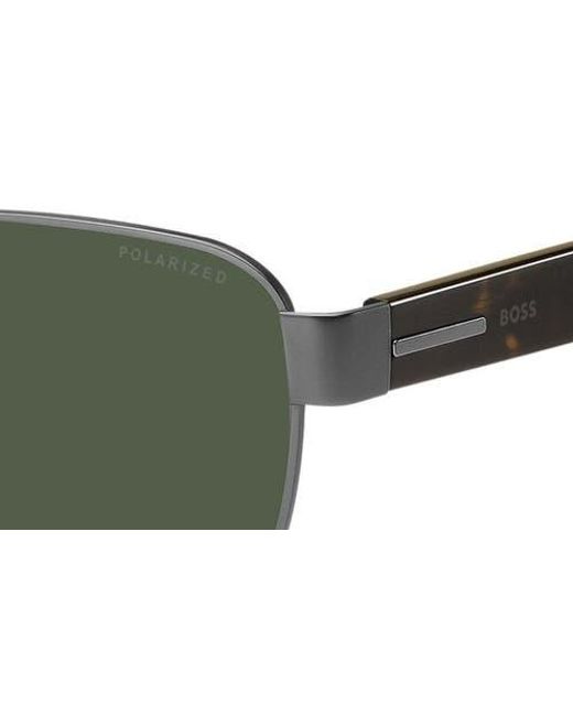 Boss Green 60Mm Polarized Rectangular Sunglasses for men