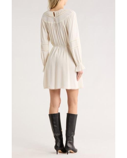 Wayf Women's Natural Lace Trim Long Sleeve Dress