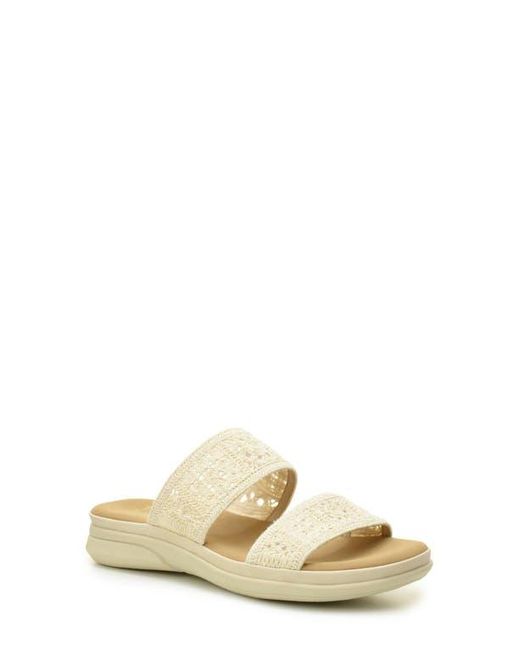 Taryn Rose Natural Macramé Double Band Slide Sandal