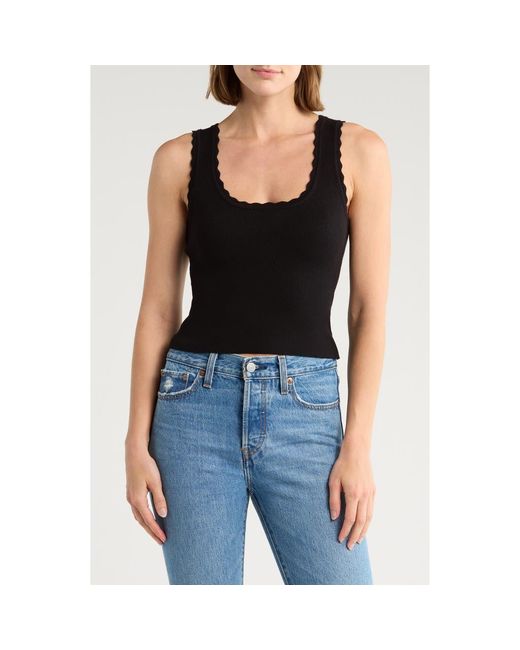 NSR Black Scalloped Knit Tank
