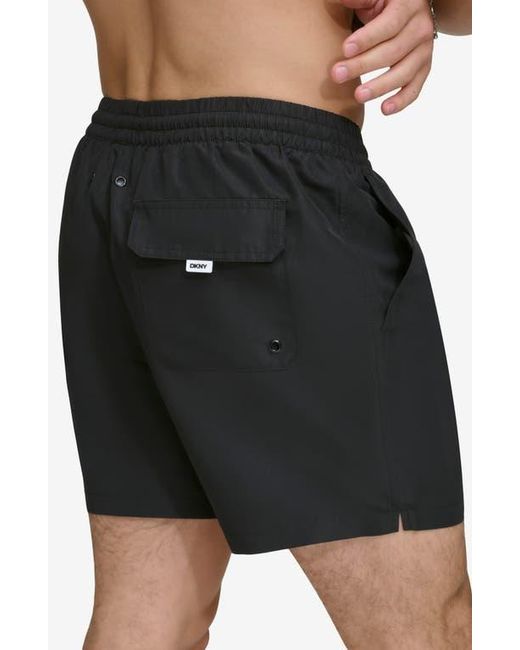 DKNY Black Core Solid Swim Trunks for men