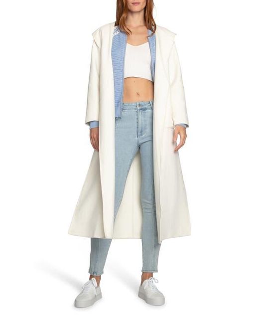 Belle & Bloom White Walk My Way Wool Blend Hooded Coat