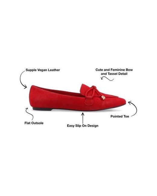 Journee Collection Red Pointed-Toe Faux-Suede Flats