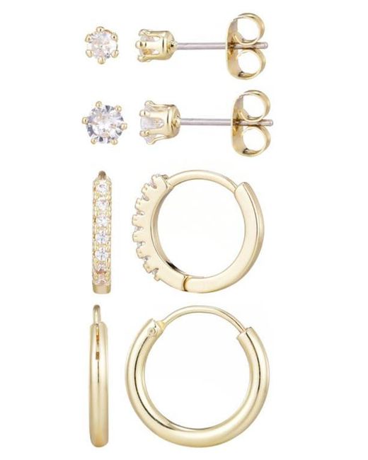 Adornia White Set Of 3 Assorted Hoops And Stud Earrings