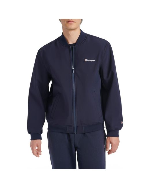 Champion Blue Softshell Varsity Bomber Jacket for men