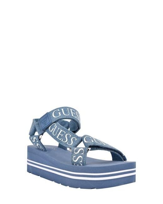 Guess Blue Avin Platform Sandal
