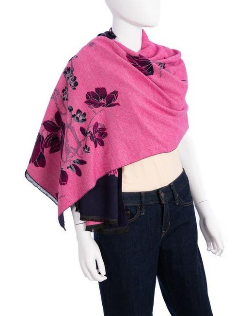 Saachi Purple Floral Pattern Reversible Scarf