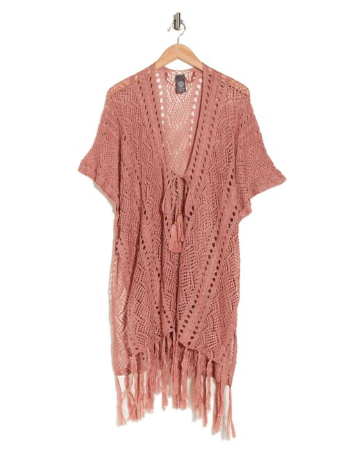 Vince Camuto Red Crochet Cover-up Wrap