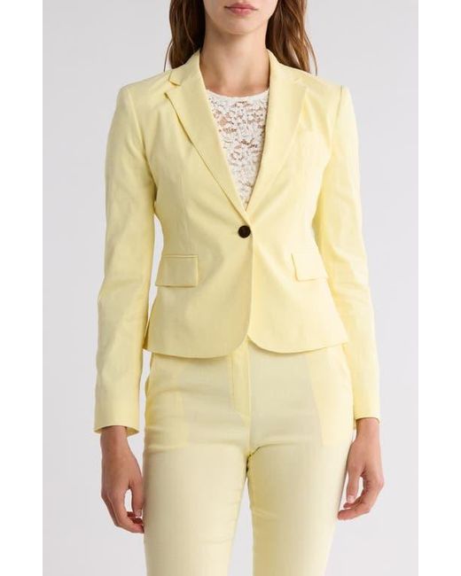 Theory Yellow Shrunken Stretch Linen Blend Blazer