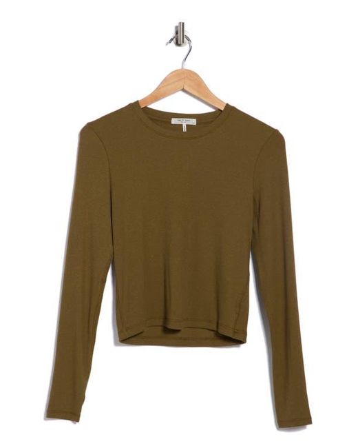 Rag & Bone Green Essie Long Sleeve Ribbed Crop T-Shirt