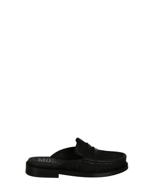 Moschino Black Canvas Slipper Mule