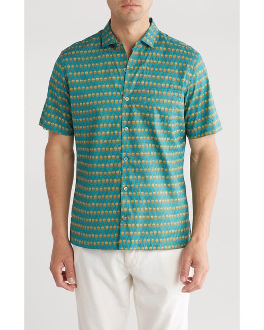 Tori Richard Green Hala Kahiki Pineapple Print Cotton Short Sleeve Button-up Shirt for men