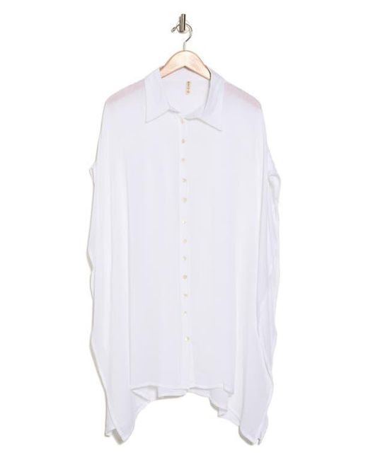 Boho Me Blue Sharkbite Button-Up Coverup