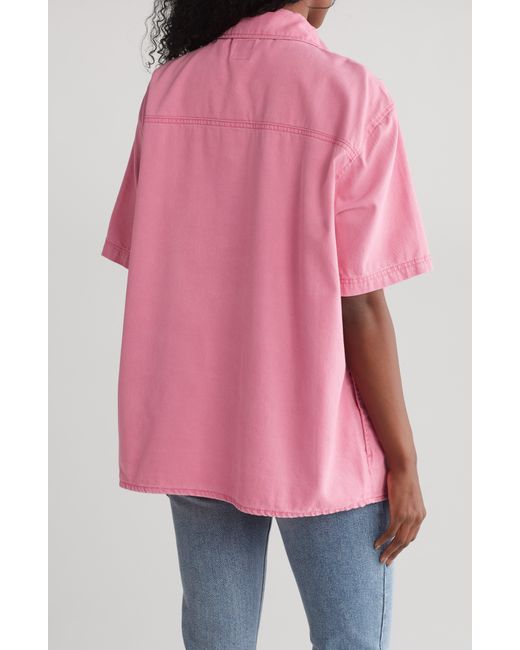 Kensie Pink Short Sleeve Oversize Shacket
