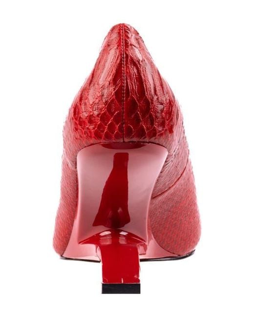 Ninety Union Red Intense Snake Embossed Pump