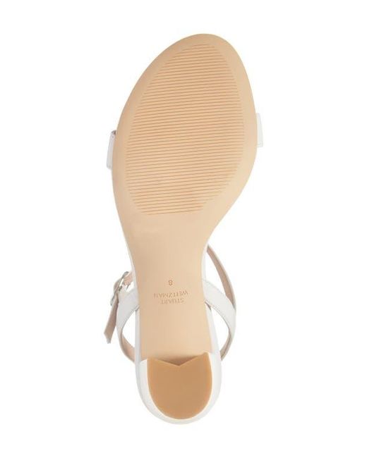 Stuart Weitzman White Dancer 75 Block Heel Sandal