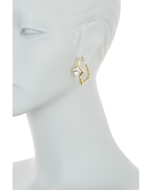 AREA STARS Metallic Bling Crystal Hoop Earrings