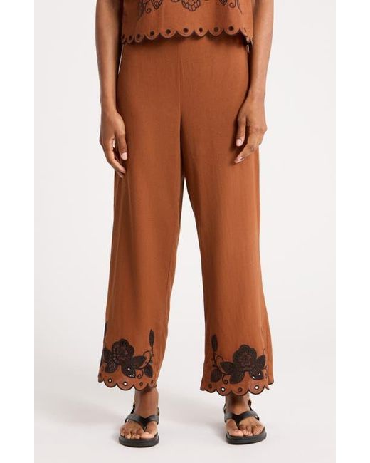 Ellen Tracy Brown Embroidered Pants