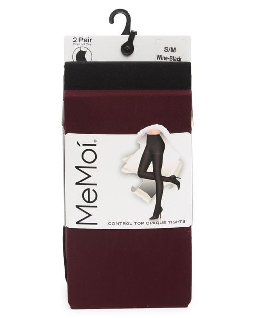 Memoi Red 2-pack Solid Control Top Tights