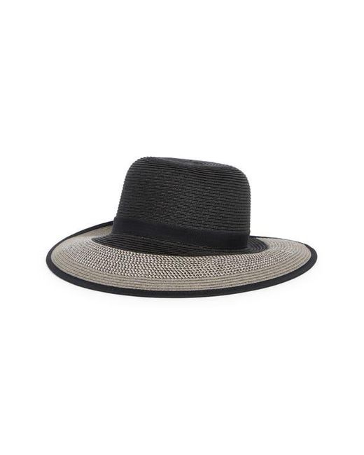 Nine West Black Split Back Straw Floppy Hat