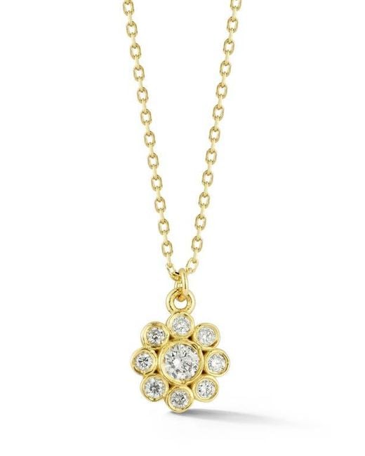 Ember Fine Jewelry Metallic 14K Diamond Flower Pendant Necklace