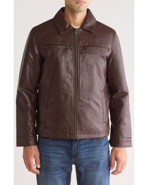 Dockers Water Resistant Faux Leather Jacket in Brown for Men Lyst