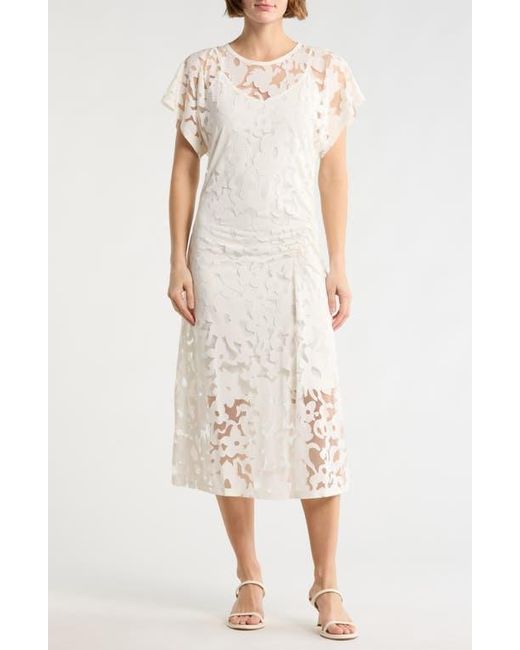 Boss White Ebuna Floral Semi Sheer T-Shirt Dress