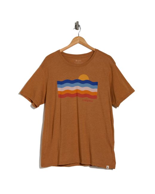 COTOPAXI Brown Disco Wave Organic Cotton Blend Graphic Tee for men