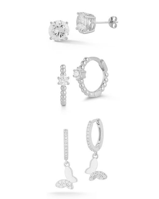 Glaze Jewelry White Set Of 3 Sterling Earrings