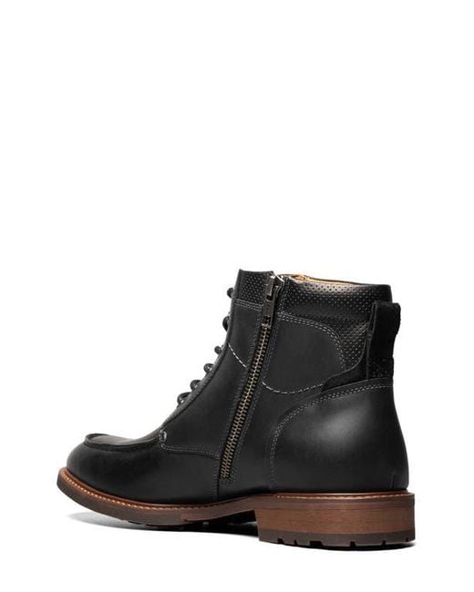 Florsheim Black Chalet Leather Moc Toe Side Zip Boot for men
