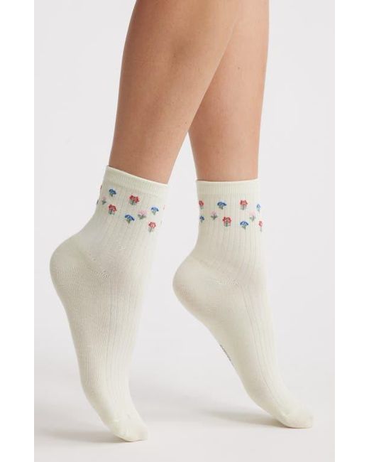 Stems White Flowers Crew Socks