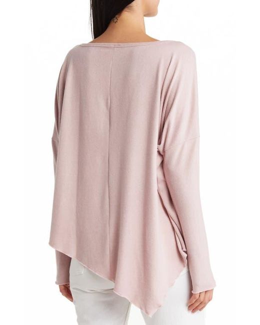 Go Couture Pink Long Sleeve Asymmetric Hem Top